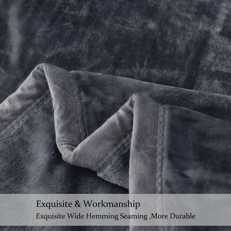 JYK Korean Faux Mink Fleece Blanket King Size 4.4 LB  1 Ply Extra Soft Lightweight Breathable Pluss Fuzzy Cozy King Blanket for Couch Sofa Bed Camping Room D?cor  87x95 Inches  Dark Grey - Image 4